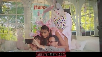 Family Fun With Teen And Uncle In Bunny Costumes
