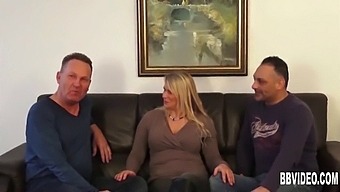 Voluptuous German Mature Lady Handles Two Penises