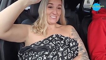 Daylight Strip Tease In A Car