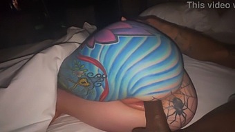 Tattooed Beauty Olivia Rides Black Rod In Slow Motion
