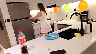 Role Play Game With Step Mother In The Kitchen